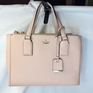 KATE SPADE Cameron Street Teagan Blush Crosshatched Leather Satchel/Crossbody